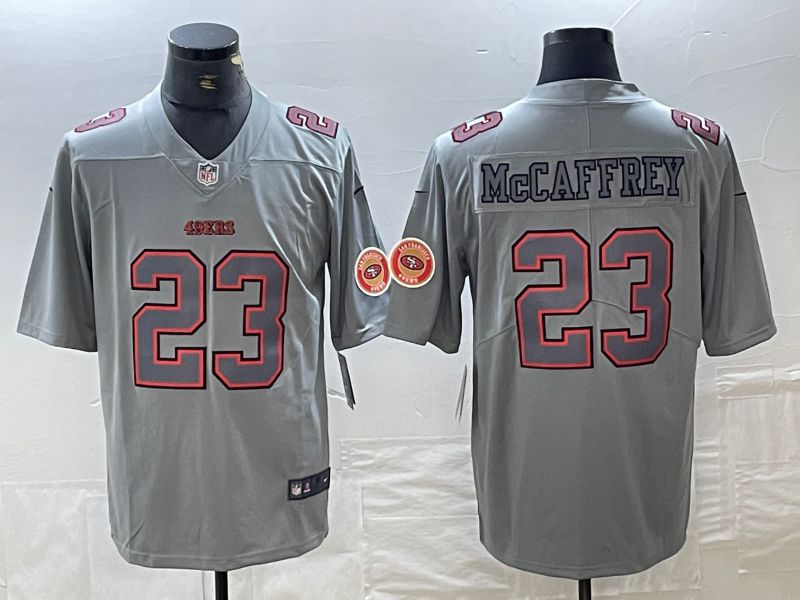 Men 2026 San Francisco 49ers #23 Mccaffrey Grey Nike Limited NFL Jersey style 001